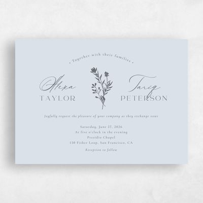Blue Whisper Wedding Invitation - Hazel Landscape