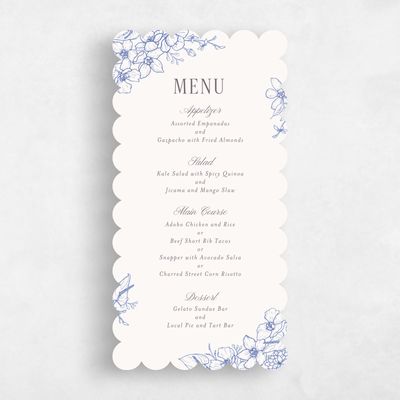 Blue Scalloped Wedding Menu - Painaa