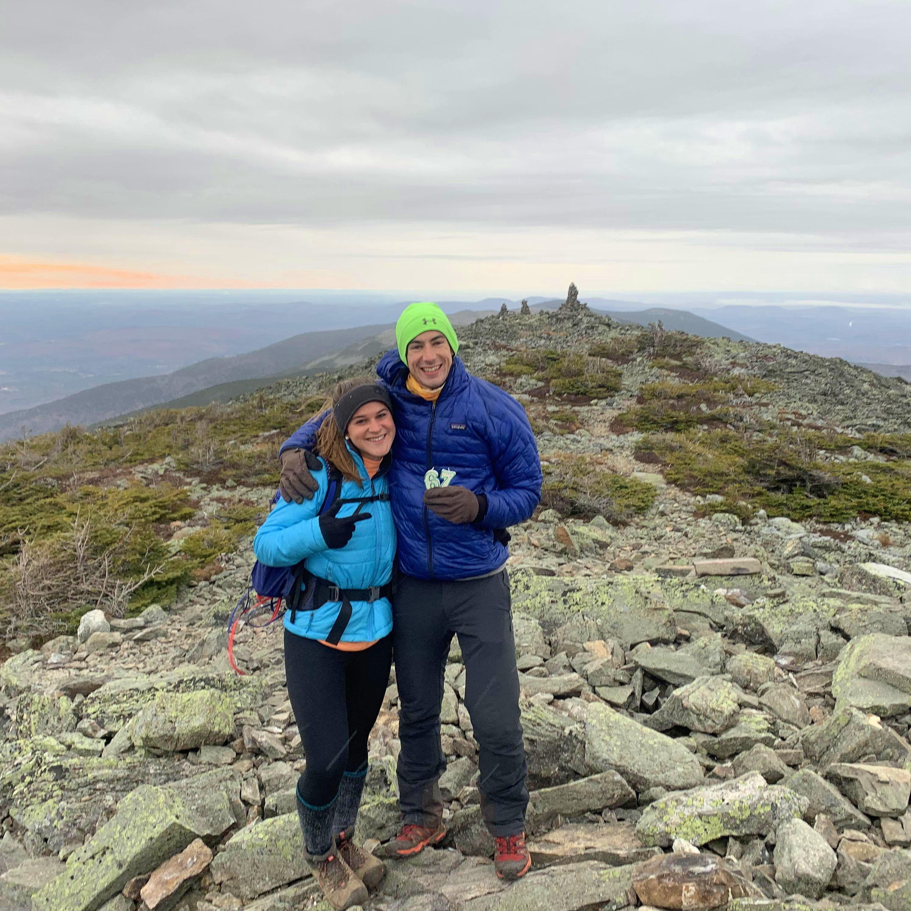 Bryan finishing his New England 67 hiking list on the top of Mt Abraham in Maine