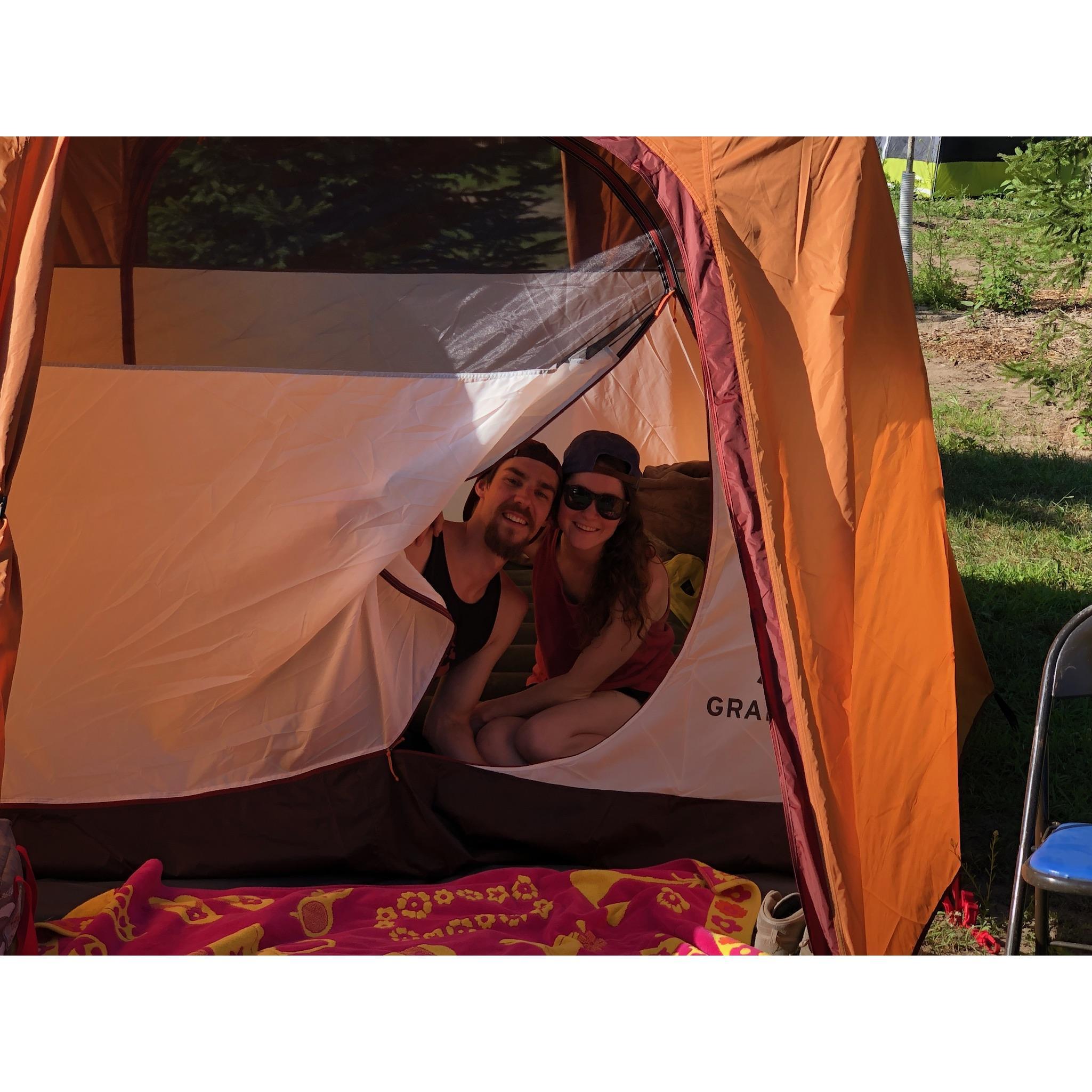 Our first camping trip in our first tent, Roscoe Campgrounds July 2019