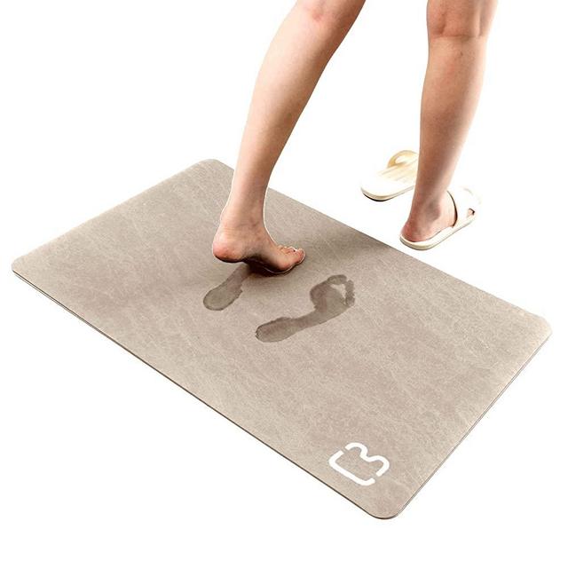 honcor lecar Diatomaceous Earth Bath mat Bathtub mat Fast Drying Non-Slip Shower Mat Bath Stone Mat Super Absorbent Bathroom Floor Mat, Machine Washable, Rectangle ( 15.7" x 23.6", Creamy-White)