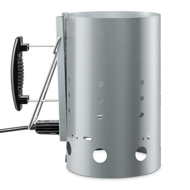 Ivation Electric Chimney Charcoal Starter, Portable Electronic Plug-in Firestarter for BBQ, Coal, Charcoal & Briquettes - No Matches or Lighters | Steel Caddy, Heat Shield & Wooden Stay-Cool