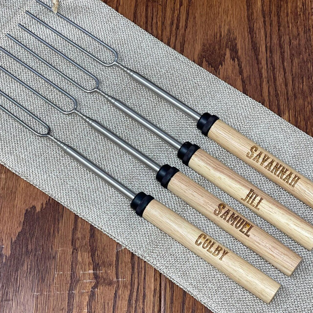 Custom Engraved S'mores Roasting Stick Set, Personalized Housewarming, Campfire Marshmallow, Anniversary Gift, Father's Mothers Day Camping