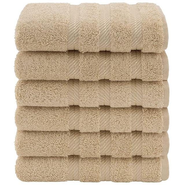 American Soft Linen Luxury Hotel & Spa Quality, Turkish Cotton, 16x28 Inches 6-Piece Hand Towel Set for Maximum Softness & Absorbency, Dry Quickly - Sand Taupe
