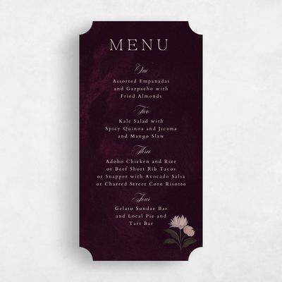 Purple Ticket Wedding Menu - Brocard