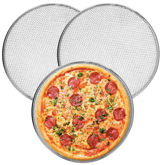 Shanshanshop 3Pcs 12 Inch Pizza Pan,Pizza Screen, Pizza Pan For Oven,Non-Stick Pizza Tray with Reinforced Rim - Heat Distribution Evenly, Easy-to-Clean for Daily Baking & Family Meals