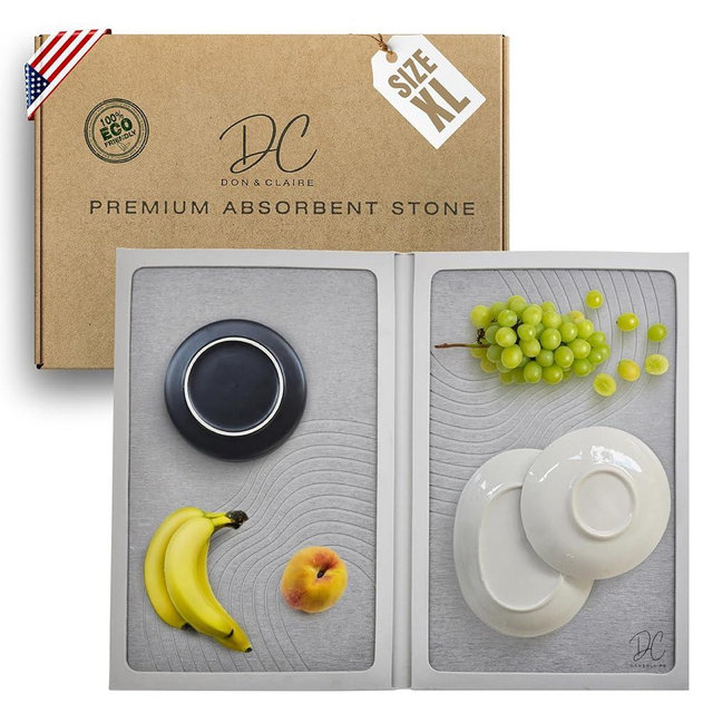 DON & CLAIRE Dish Drying Mats for Kitchen Counter with Ultra Absorption - Eco-Friendly Stone Drying Mat for Kitchen Counter - Quickly Dry & Non-Slip