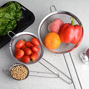 ZESPROKA ZP129 Set of 3 Stainless Steel Fine Mesh Strainers for Kitchen, Silver