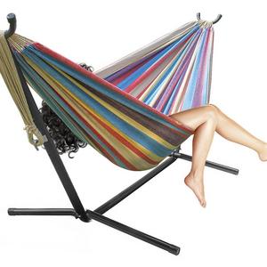Sorbus Double Hammock with Steel Stand Two Person Adjustable Hammock Bed - Storage Carrying Case Included (Blue/Sand/Purple/Red)