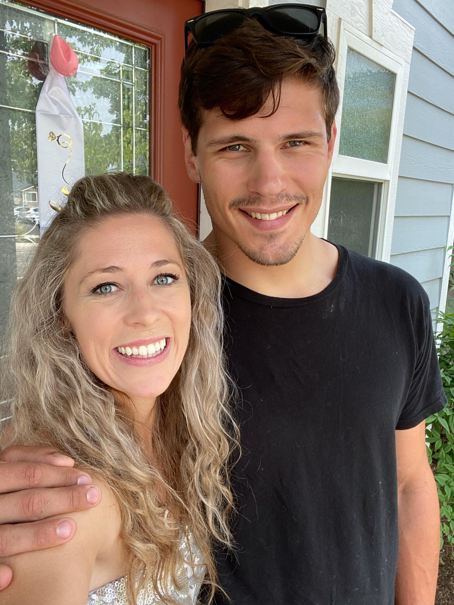 Brandon is so adorable - he chauffeured Tanna to the bridal shower.