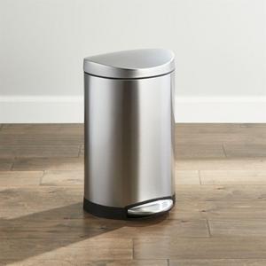 simplehuman - simplehuman ® 10-Liter/2.6-Gallon Semi-Round Stainless Steel Step Trash Can