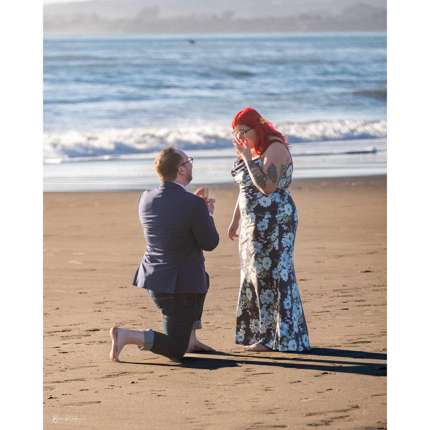 The moment John popped the question at their favorite beach in Aptos!