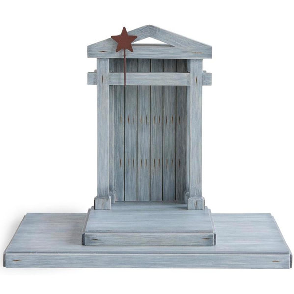 Willow Tree Crèche for The Classic Nativity, Four-Part Assembly Wood Backdrop Shelters Holy Family, Build a Holiday Tradition with Nativity Collection, Hand-Painted Accessory