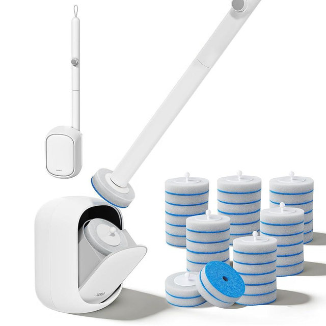 JUDRDO Disposable Toilet Brush,Toilet Bowl Cleaner,Wall Mounted Toilet Bowl Brush with 36 Refills for Deep Toilet Cleaning,Toilet Brush and Holder Set for Hygienic Bathroom Maintenance