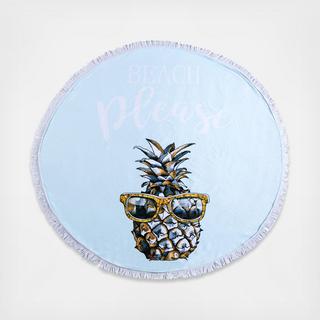 Beach Please Round Beach Towel with Bag