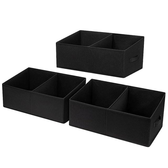 DIMJ Trapezoid Storage Bins Large Closet Baskets, Foldable Fabric Baskets for Clothes, Baby Toiletry, Toys, Towel, DVD, Book Black
