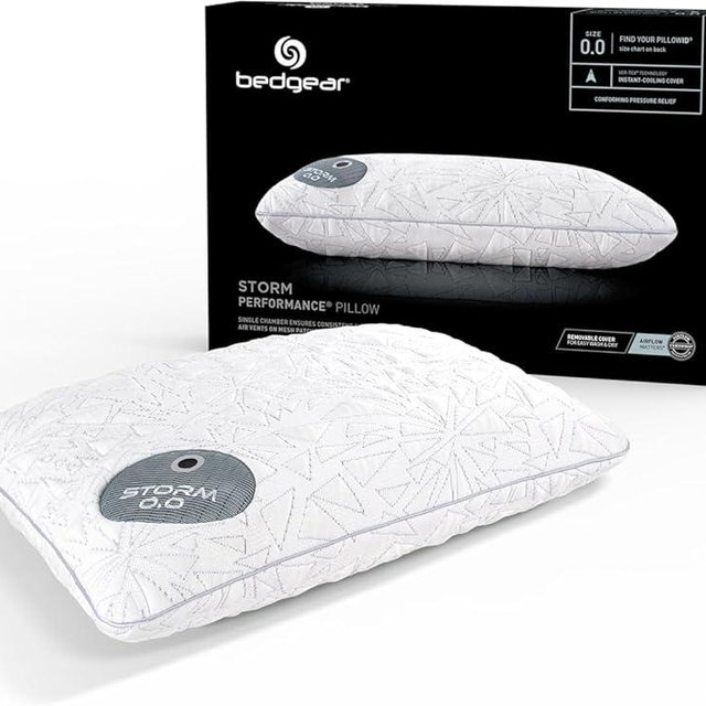 Bedgear Storm Performance Pillow – 0.0 - Cooling Bed Pillow for Hot Sleepers - Medium Firmness Pillow for All Sleep Positions, Washable & Removable Cover - 20" W x 26" L x 4.75" H
