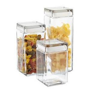 Set of Anchor Hocking Stackable Square Glass Canisters