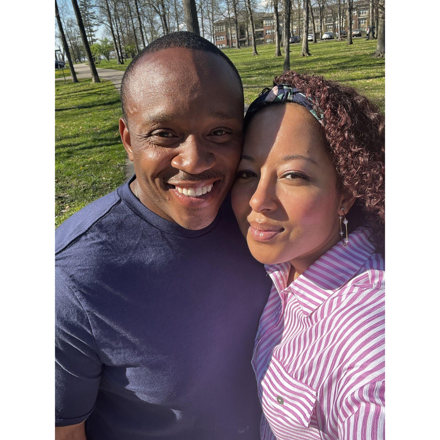 Enjoying a nice walk in the sunshine as we started dating and getting to know one another.