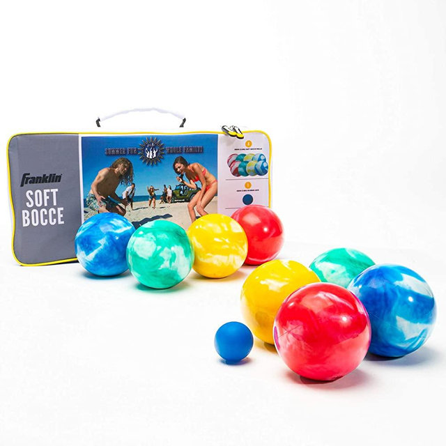 Franklin Sports Bocce Ball Set — 8 All Weather 90mm Soft Bocce Balls and 1 Pallino — Beach, Backyard Lawn or Outdoor Party Game