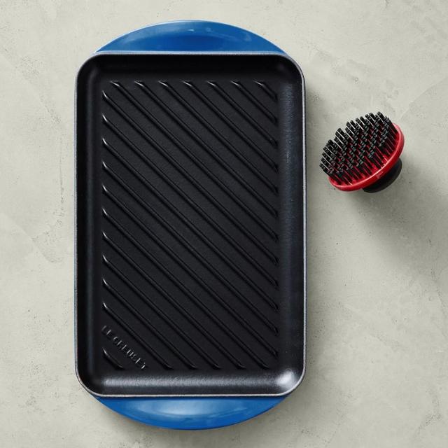 Le Creuset Signature Enameled Cast Iron Skinny Grill and Brush, Lapis