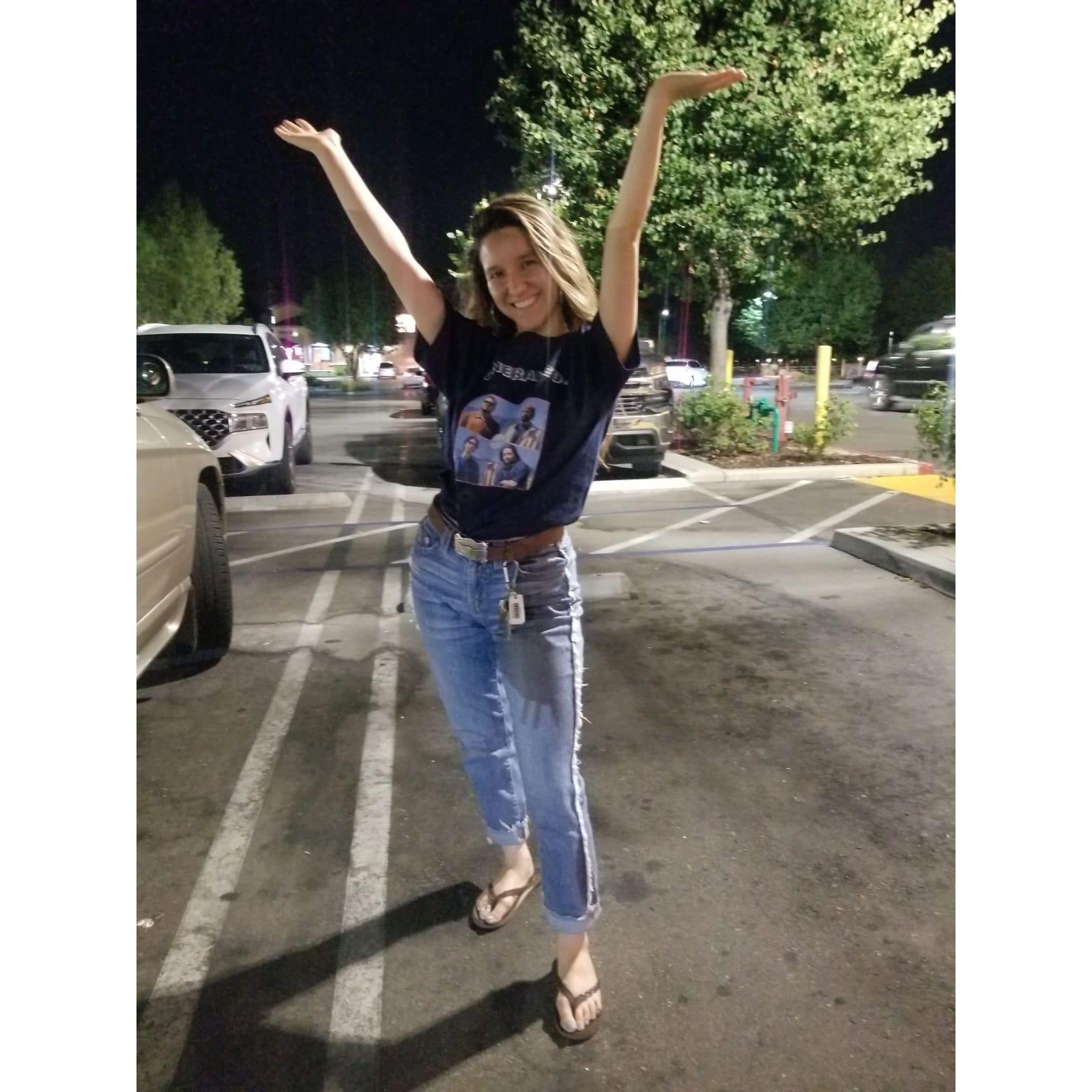 Genesis repping General Ed. at Stater Bros with an exclusive t-shirt Michael had shipped to her. She wanted to make sure Michael felt woohoo-ed for the band's first show at Pomona's dba256 in a while.