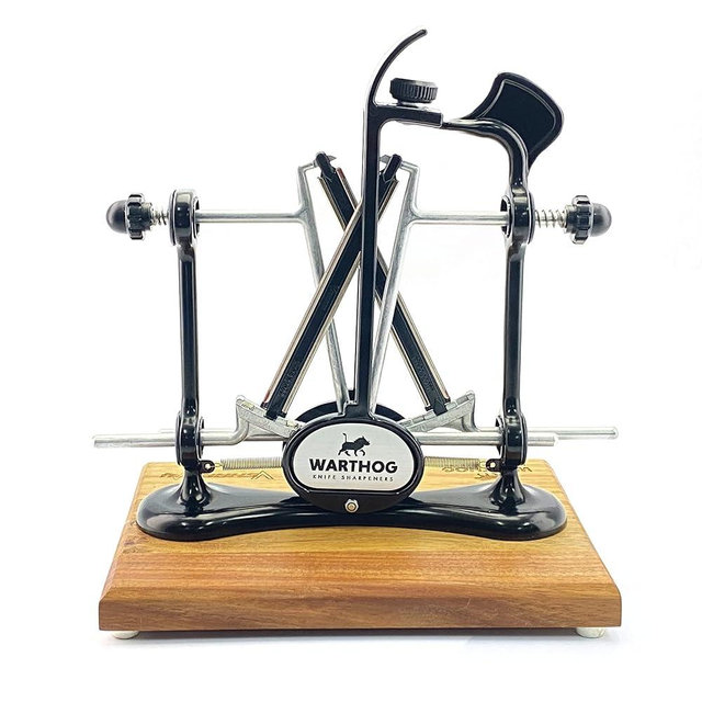 Warthog V-Sharp Elite Knife Sharpeners with Deluxe Wooden Base, 325 Grit Diamond Rods with Adjustable Angles, Professional Knife Sharpener System, Metal Frame Construction, Black