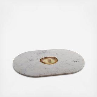 Oval Serving Board with Agate Inlay