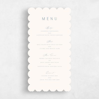 Blue Scalloped Wedding Menu - Elincourt