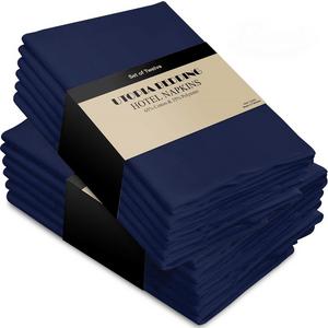 Cotton Dinner Napkins Navy-Blue - 12 Pack (18 inches x18 inches) Soft and Comfortable - Durable Hotel Quality - Ideal for Events and Regular Home Use - by Utopia Bedding