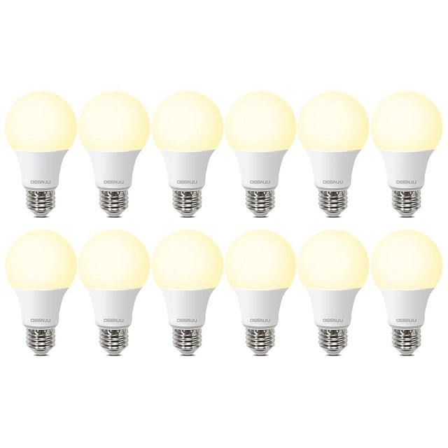 DEGNJU LED Light Bulbs, 60 Watt Equivalent LED Bulbs A19, 2700K Soft White, 800 Lumens, E26 Standard Base, Non-Dimmable, 8.5W Warm White LED Bulbs for Bedroom Living Room, 12 Pack