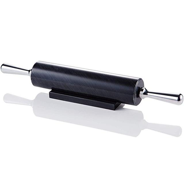 JEmarble Rolling Pin/Aluminum Handles 18 inch(Black)(Premium Quality)Polished Surface 18-inch(10"Barrel) Genuine Stone Non-stick Save Effort Easy to Clean