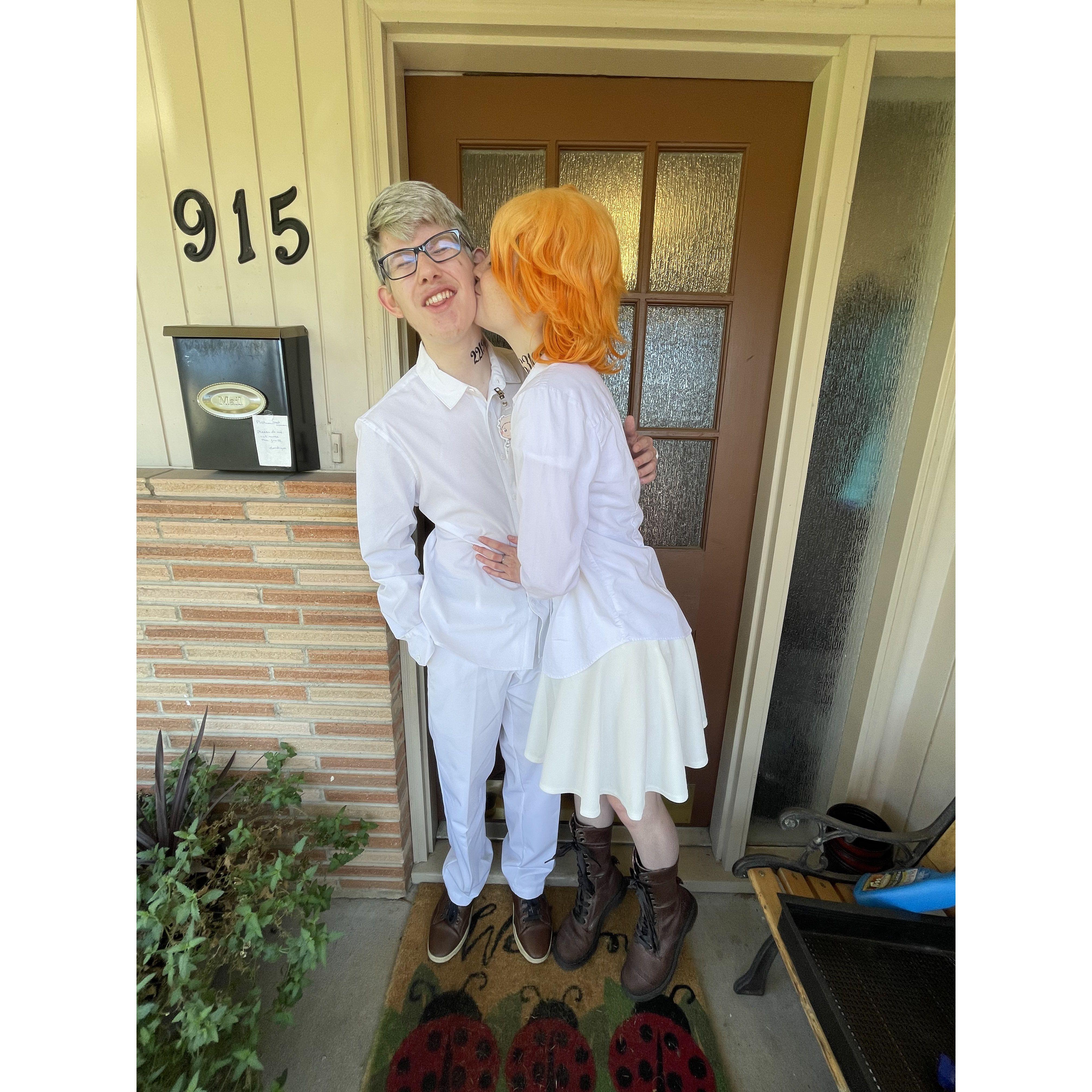 Caught him off guard with a kiss!