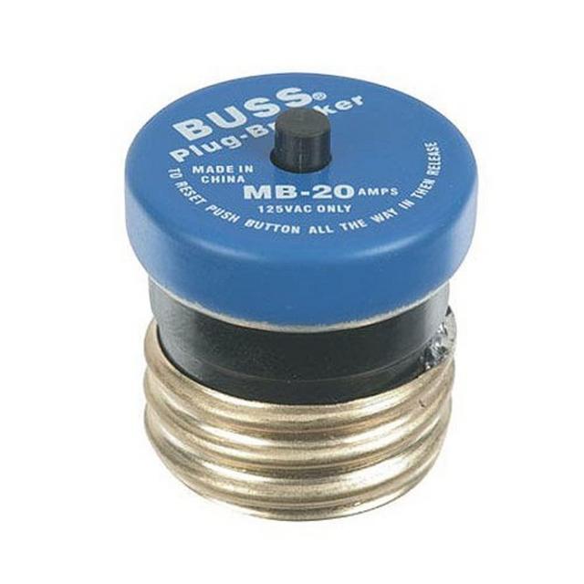 Bussmann Edison Base Plug Fuse, 125V Bussman BP/MB-20 20 Amp Mini Circuit Breaker, Pack of 1, No Color