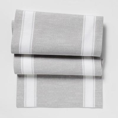 72"x14" Stripe Table Runner Gray - Threshold™