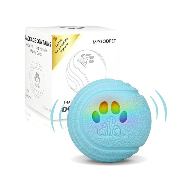 MYGODPET Interactive Dog Balls, Smart Dog Toys, 4 Movement Modes, Durable TPU Squeezably Elastomeric Material, Motion Activated Automatic Moving Rolling Ball for Dogs 20-60 lbs