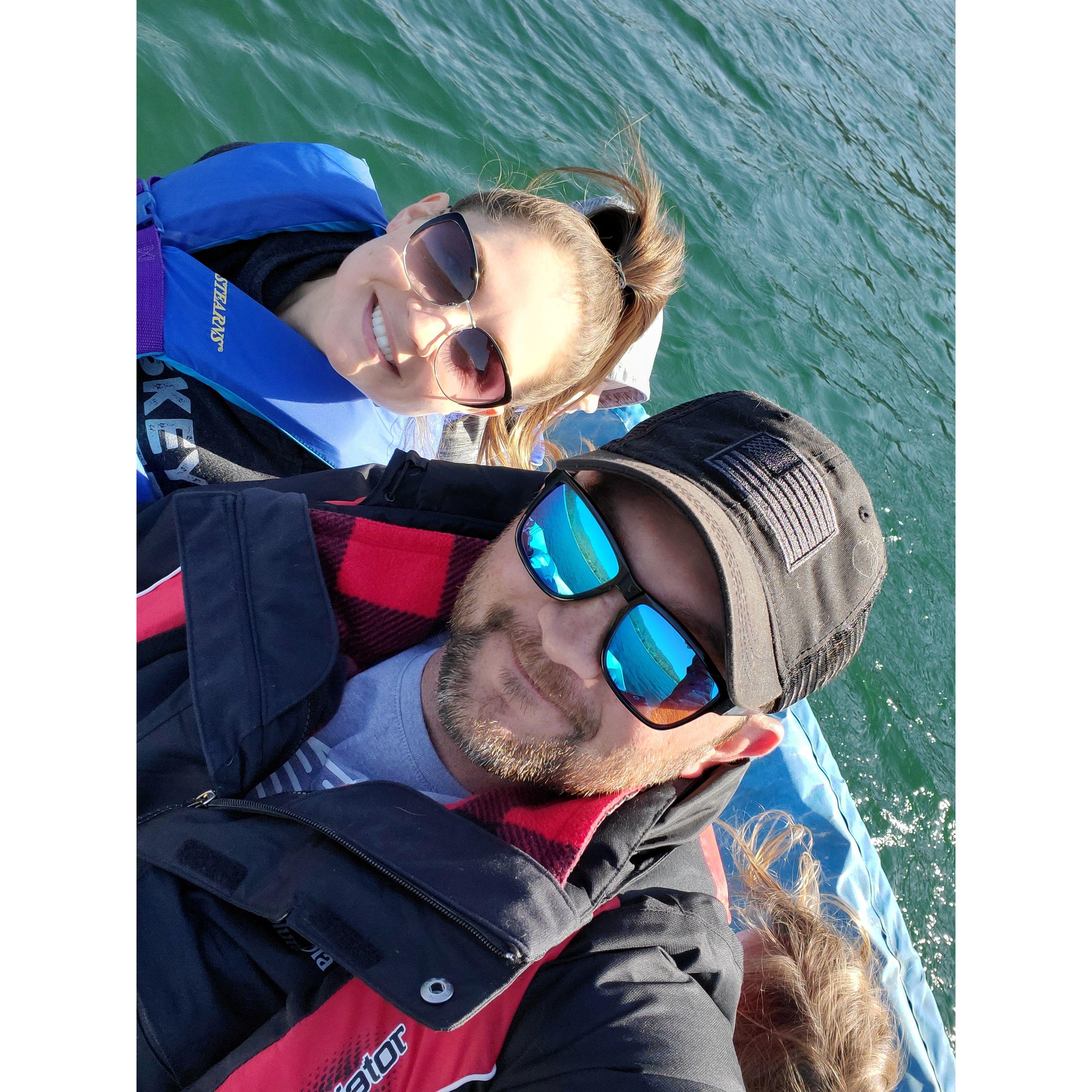 Paddle boating in Beaver Lake at Melissa's parents.
