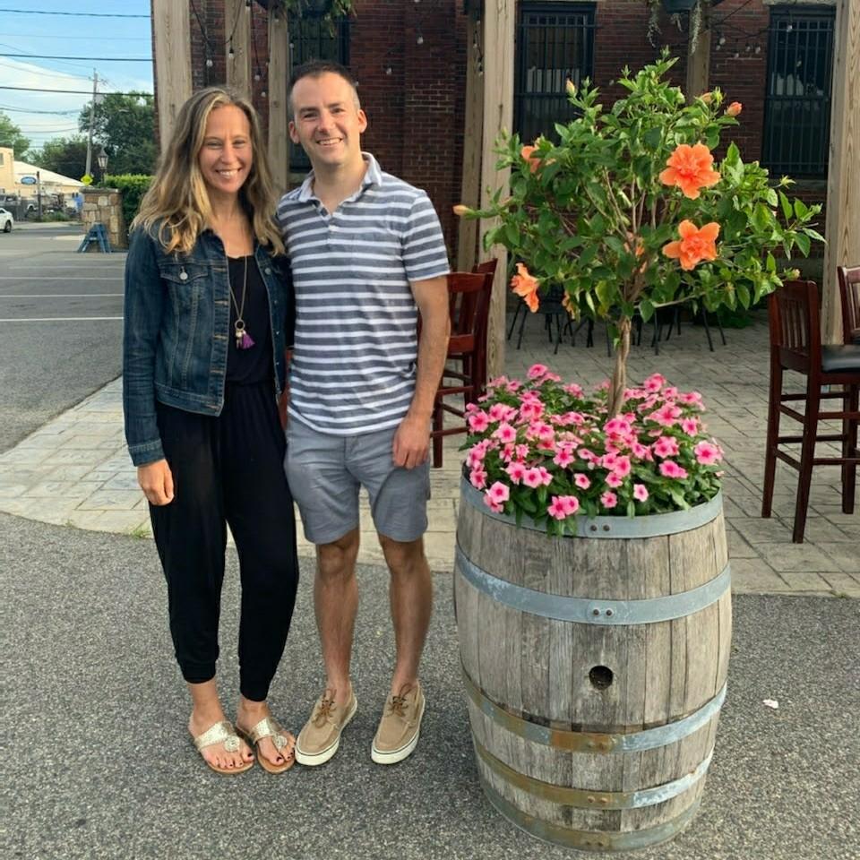 Sampling wine at Boston Winery.
