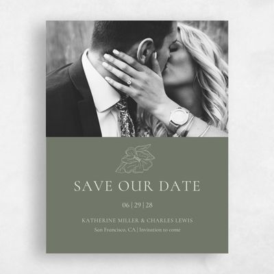 Dark Sage, Green Wedding Save the Date - Ahlers Photo
