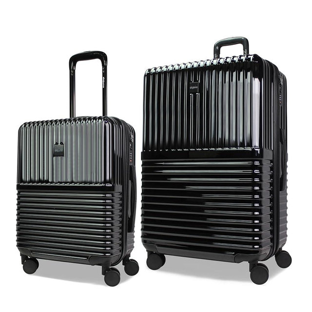 World Traveler Dejuno Tonal Lightweight Polycarbonate Hardside Expandable Spinner Luggage Suitcase with TSA Lock, Onyx, 2-Piece Set(20in,28in)