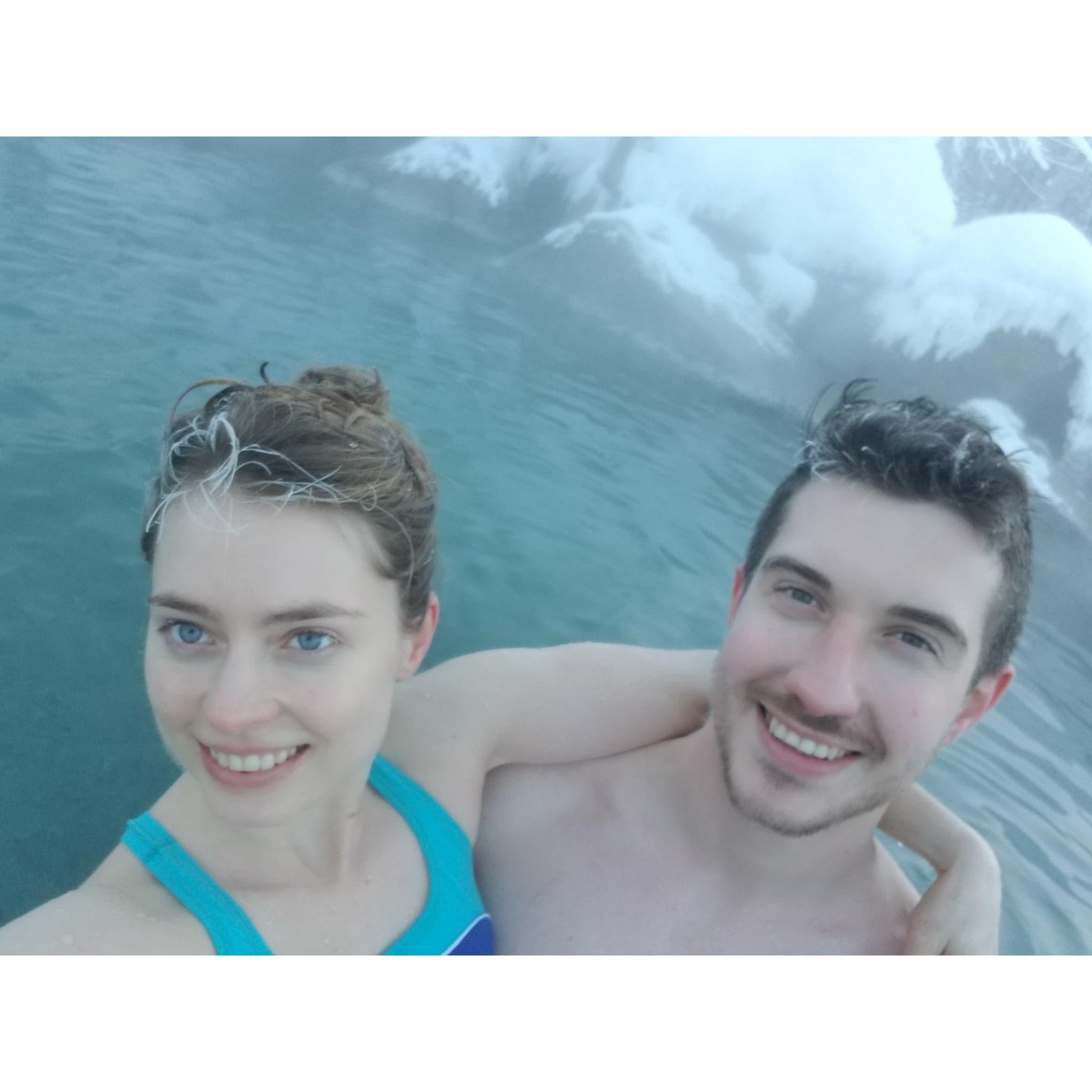 Enjoying the natural hot tub at Chena Hot Springs, March, 2018.
