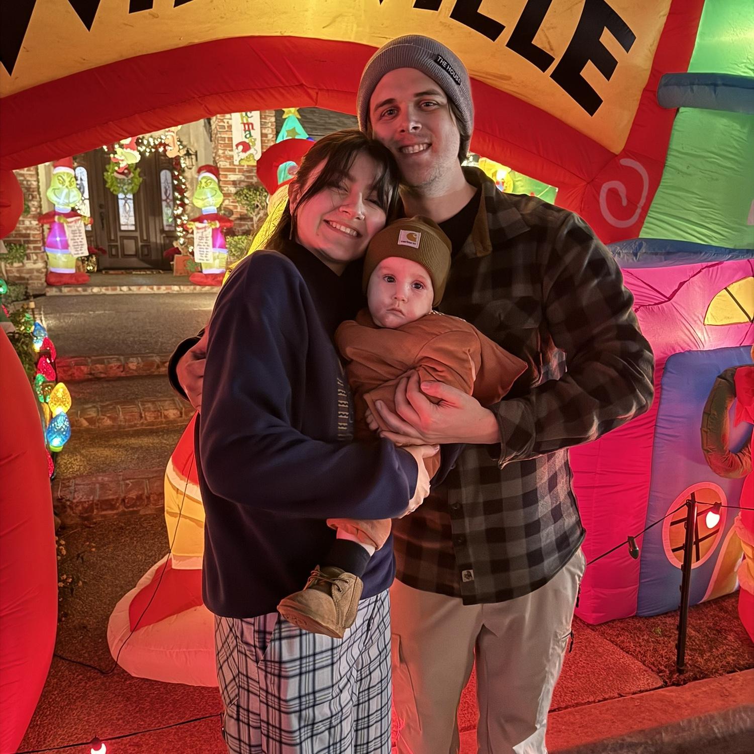 Our first family stroll down Candy Cane Lane with Jamison here to join us