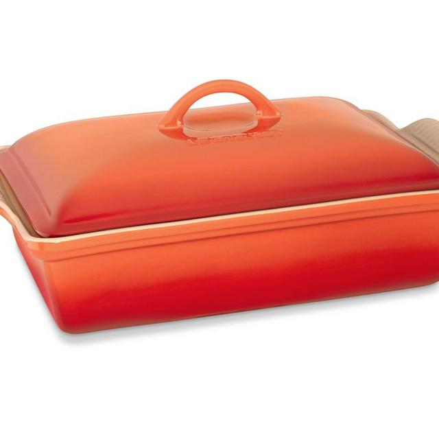 Le Creuset Heritage Stoneware Rectangular Covered Casserole, Flame