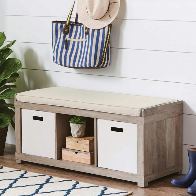 Better Homes and Gardens 3-Cube Organizer Storage Bench, Weathered