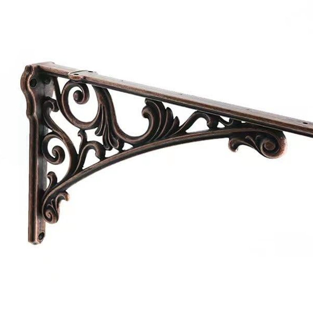 CABDM Decorative Shelf Bracket 8 inch, Antique Copper Brackets for Shelving, Heavy Duty Vintage, DIY Projects, Hardware Included, 4 Pack, 7.87x5.6x1.73 inch,Baroque Style