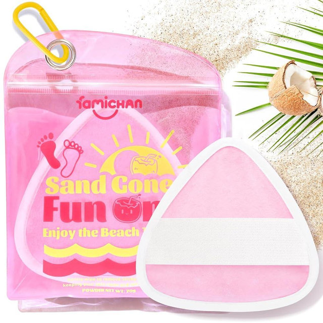 famichan Triangle Sand Remover for Beach, Family Vacation Essentials for Women, Kids & Baby, Girl Beach Must Haves, Sand Removal Bag for Cruise Travel Accessoriesn Towel-Pink