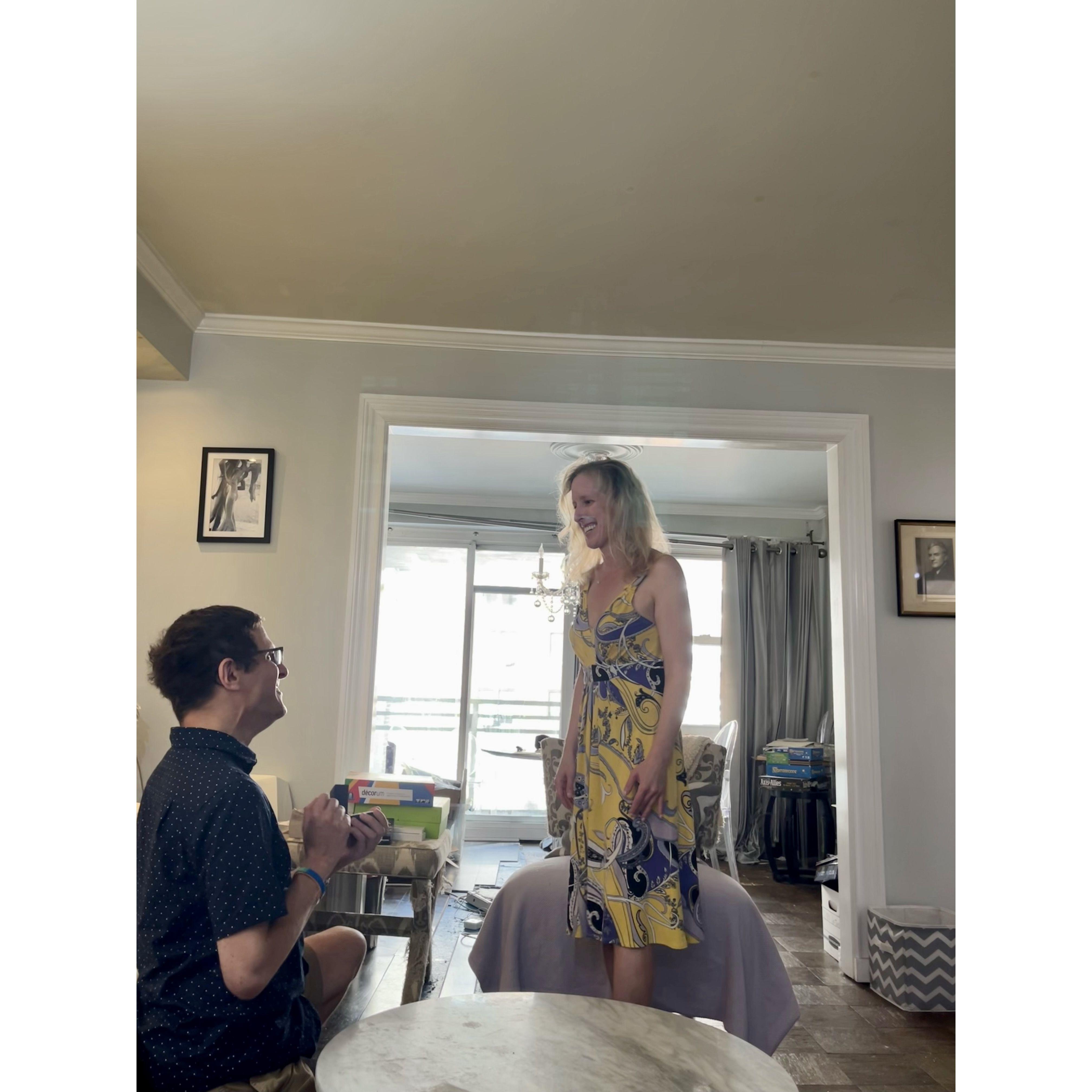 The big moment! Andrew set up his iPhone and used his Apple Watch to capture him proposing!