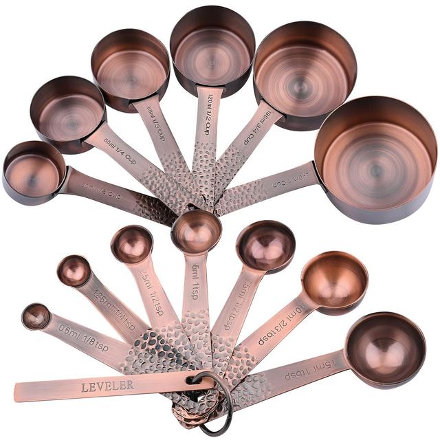 Copper Measuring Cups and Spoons Set