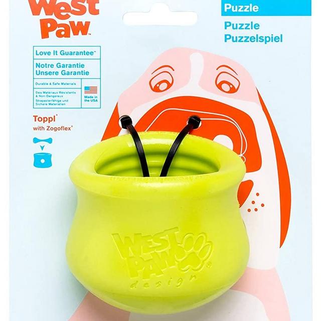WEST PAW Zogoflex Toppl Treat Dispensing Dog Toy Puzzle – Interactive Chew Toys for Dogs – Dog Toy for Moderate Chewers, Fetch, Catch – Holds Kibble, Dog Training Treats, Made in USA