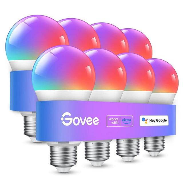 Govee Smart Light Bulbs, WiFi Bluetooth Color Changing Light Bulbs, Music Sync, 54 Dynamic Scenes, 16 Million DIY Colors RGB Light Bulbs, Work with Alexa, Google Assistant & Govee Home App, 8 Pack